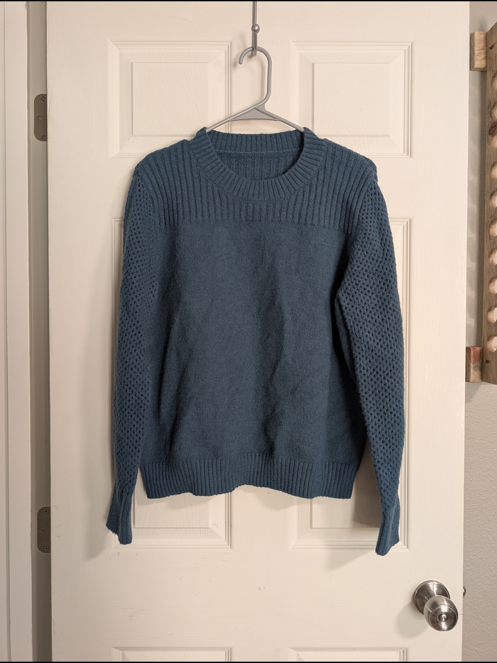 Crewneck Textured Knit Sweater - Teal